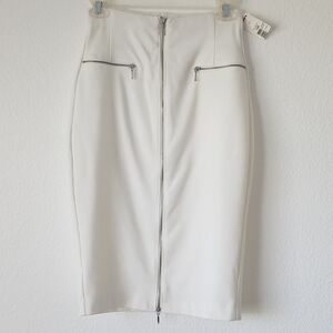 NWT White Zipper Front Body Contouring Pencil Skirt